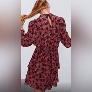 Zara Burgundy Floral Mini Dress